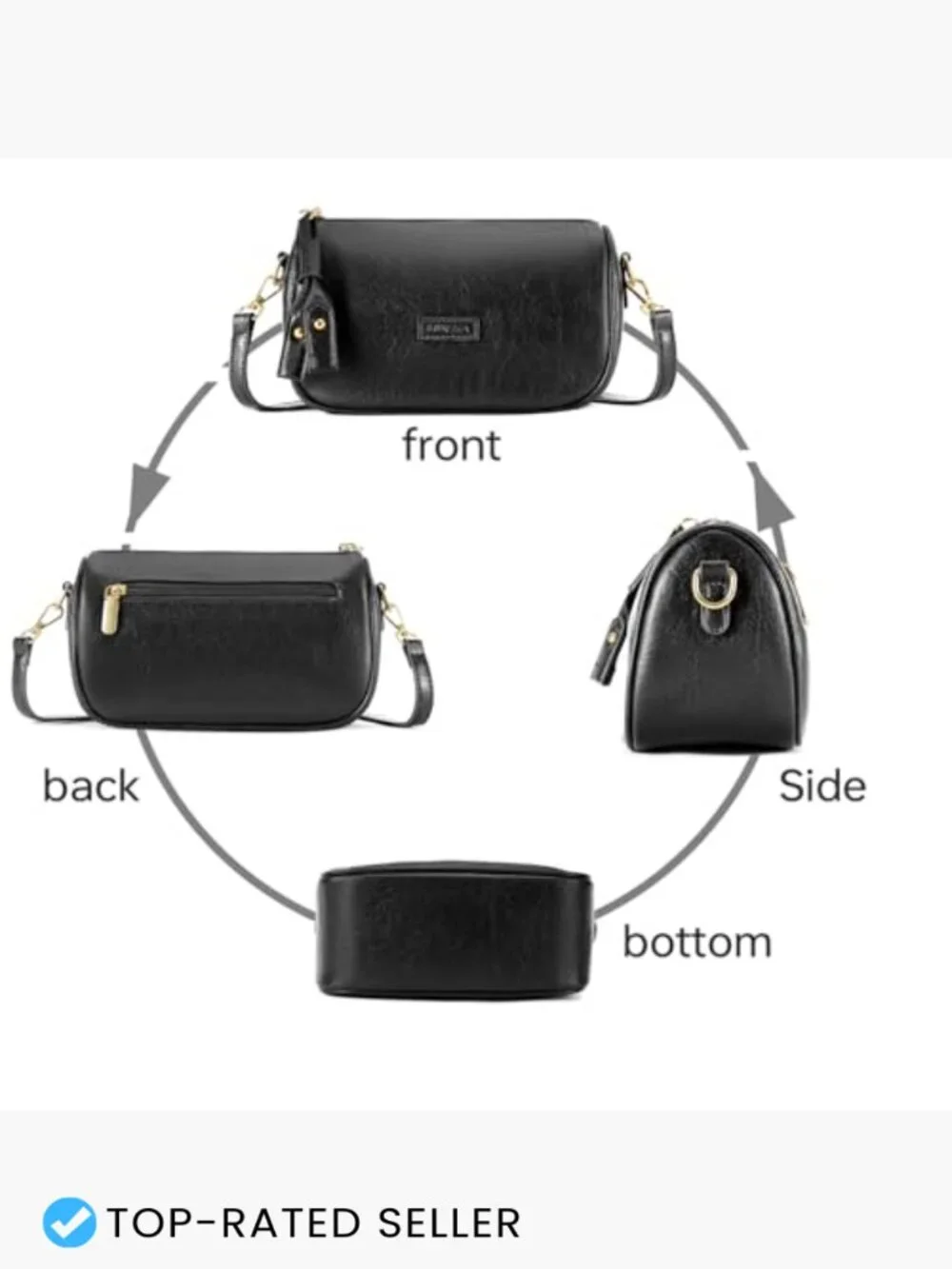 Small Vegan Leather Crossbody Purse with Two Adjustable Straps Shoulder Bag